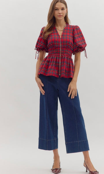 Eloise Zip Up Top - Red