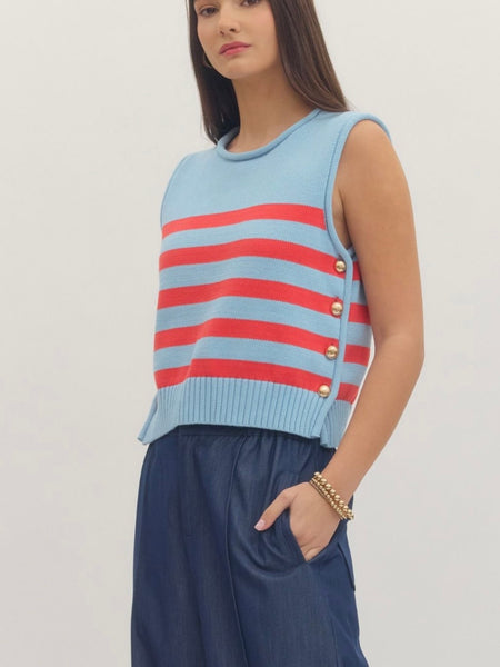 Gemma Side Button Top - Blue
