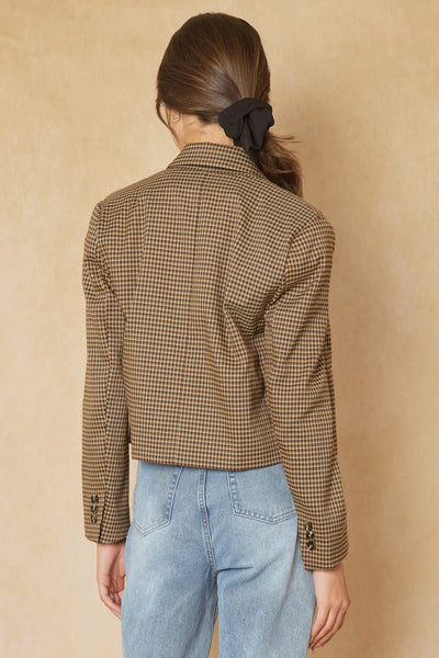 Beverly Knoll Gingham Cropped Jacket - Brown