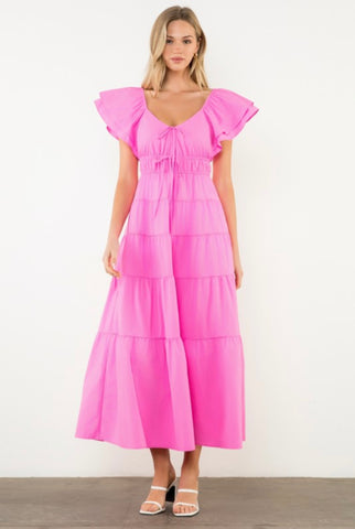 Abigail Poplin Maxi Dress - Pink