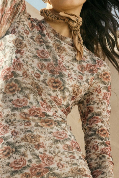 Kennedy Floral Mesh Dress - Cream