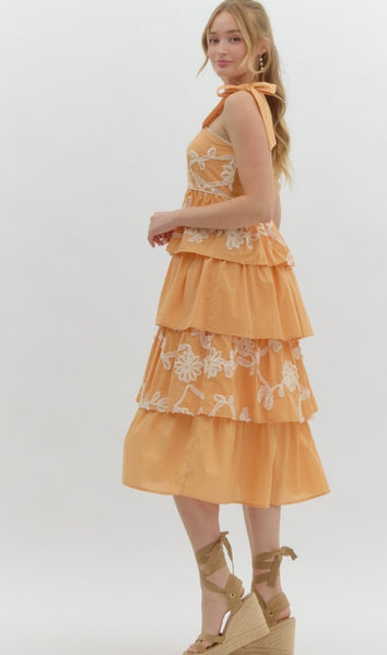 Elm Dr Midi Dress - Apricot