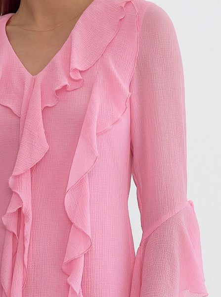 Mia Ruffle Sleeve Dress - Pink