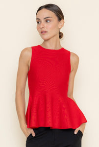 Parkview Peplum Top - Red