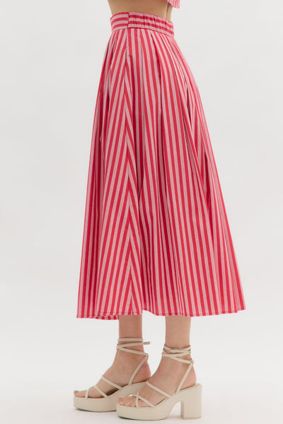 Layla Midi Skirt & Top Set - Red