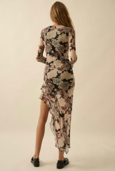 Josie Ruffle Floral Mesh Dress