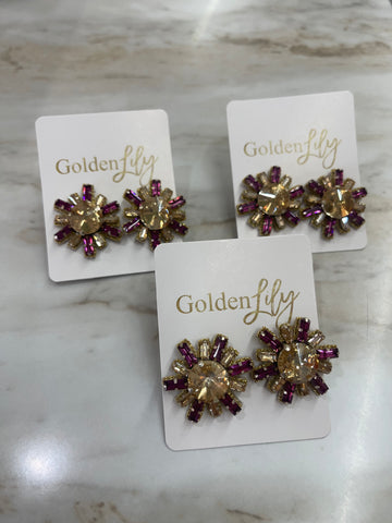 Burst Earrings - Purple & Gold