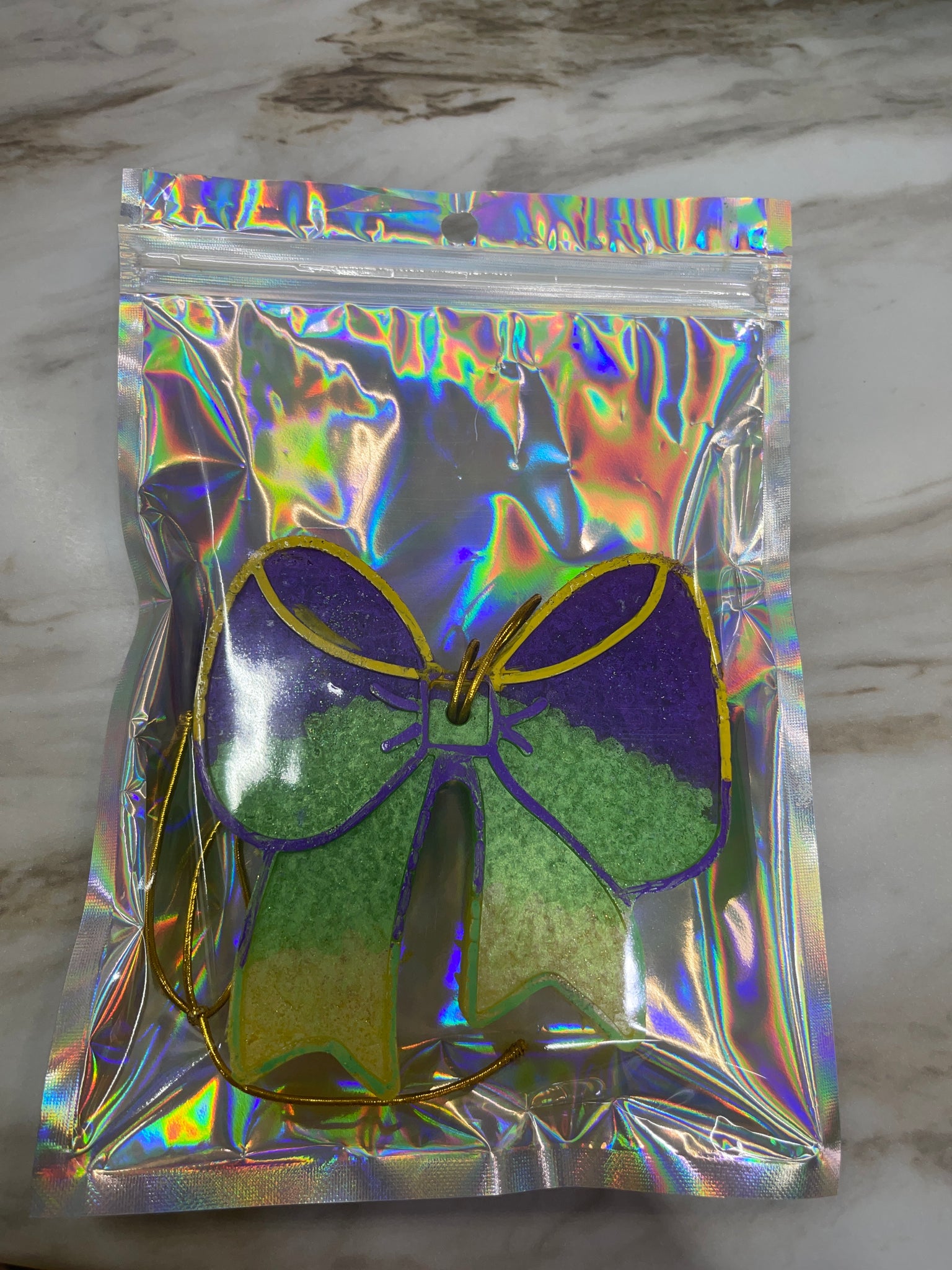 Mardi Gras Bow Car Freshie - Tropical Scent