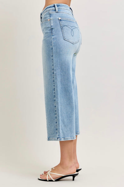 Judy Blue - Natalia Mid Rise Wide Leg Crop Denim