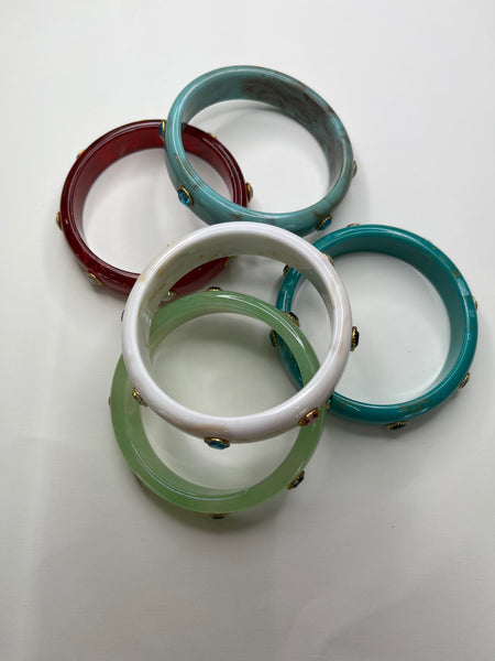 Clementine Gem Bangle Bracelets