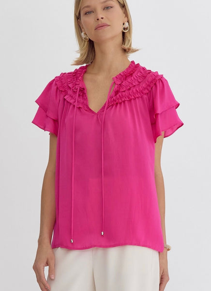 Elizabeth Ruffle Top - Pink