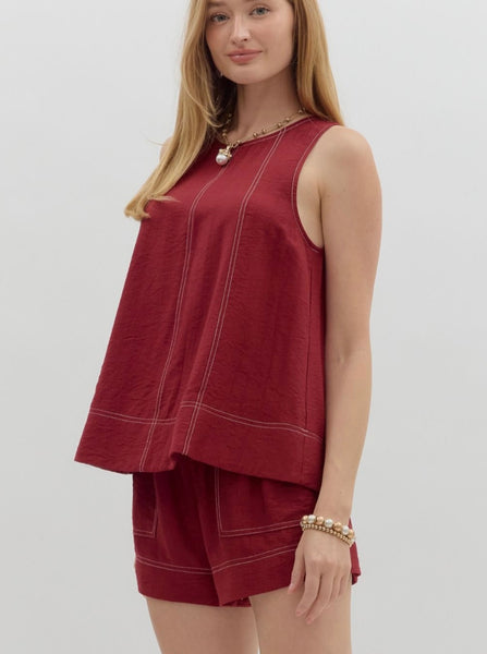 Leah Short Set - Garnet