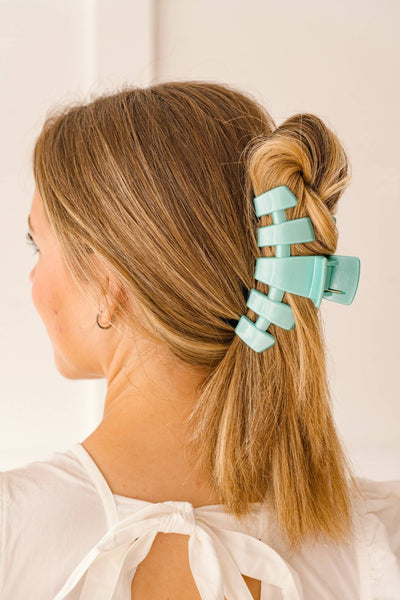 TELETIES - Classic Hair Clip - Totally Turquoise - Large
