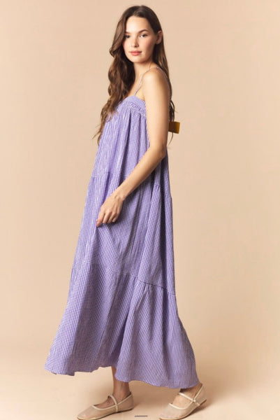 L-S-U! L-S-U! Gingham Maxi Dress - Purple