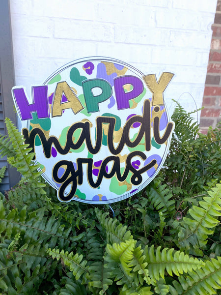 Lovely Reese - Happy Mardi Gras circle: Yard Sign