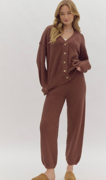 Cambridge St Cardigan & Pant Set - Brown