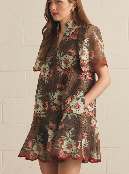 Hunter Floral Mini Dress - Brown