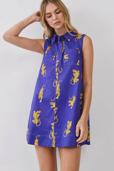 Fightin’ Tigers Shift Mini Dress - Purple