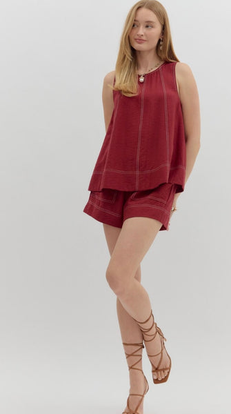Leah Short Set - Garnet