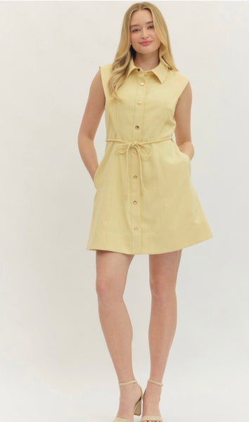 Mary Button Down Dress - Lemon