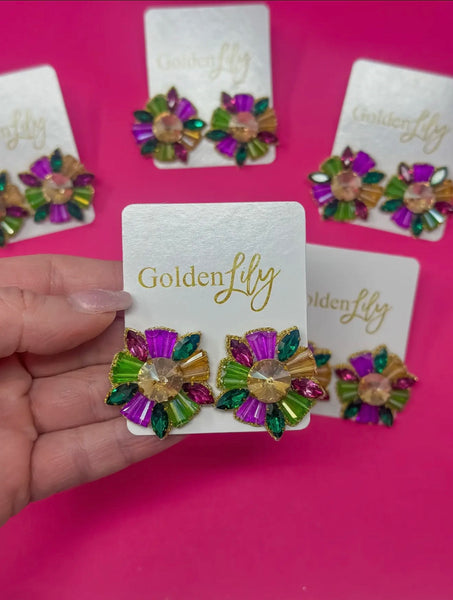[PREORDER] Mardi Gras Burst Stud Earrings