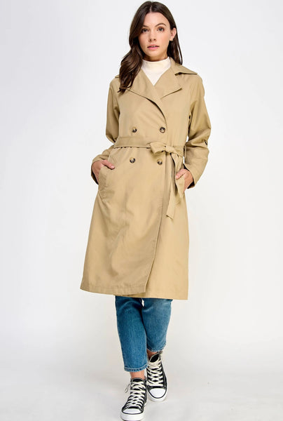 Jefferson Heights Long Trench Coat - Khaki