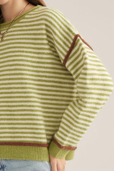 Madden Stripe Sweater - Martini Olive