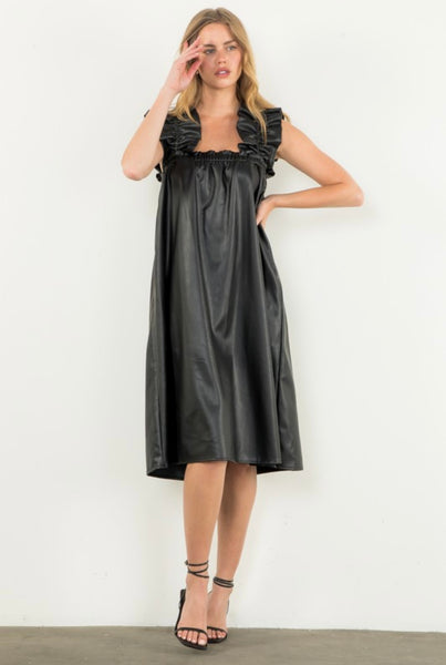 THML - Adelle Leather Midi Dress