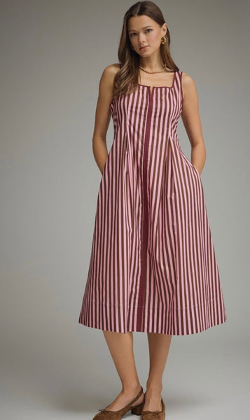 Noah Midi Dress - Pink Brown