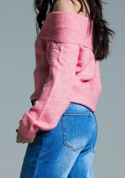 Kentucky Boat Neck Sweater Top - Pink
