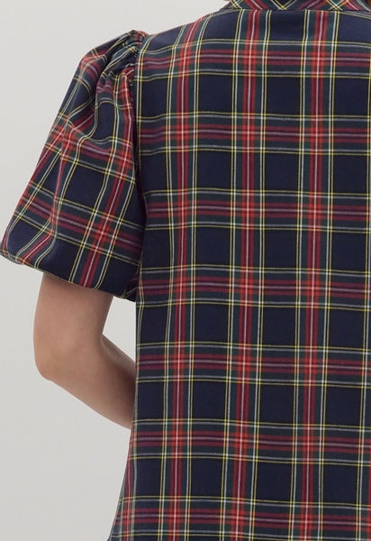 Genesis Plaid Mini Dress - Navy