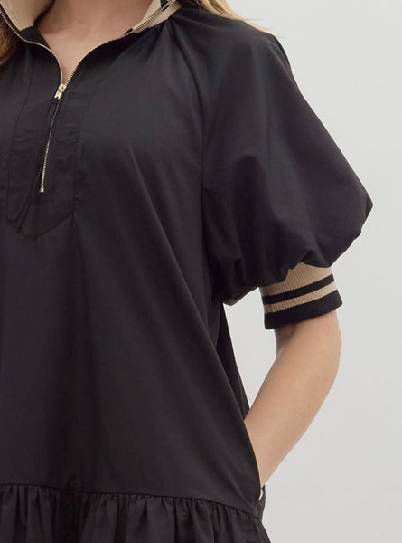 Sadie Puff Sleevee Mini Dress - Black