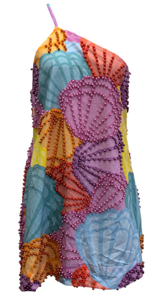 Queen of Sparkles - One Shoulder Multi Pearl Shell Dress