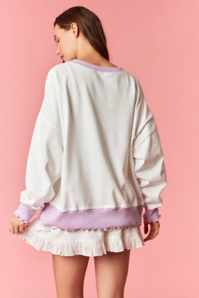 Mardi Gras Patch Embroidered Sweatshirt