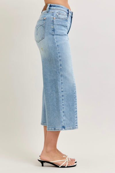 Judy Blue - Natalia Mid Rise Wide Leg Crop Denim