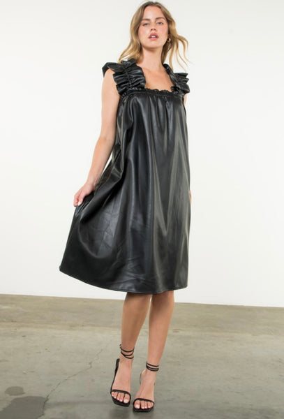 THML - Adelle Leather Midi Dress