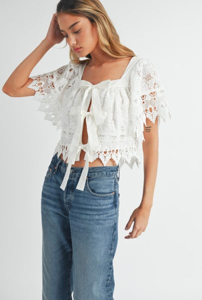 Mable - Crochet Lace Top - Off White