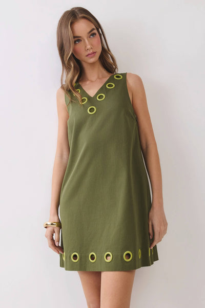 Vera Shift Mini Dress - Olive