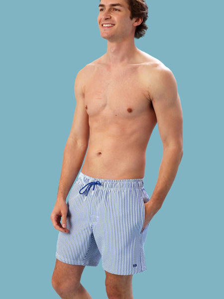 Men's Seersucker Swim Trunks - Blue