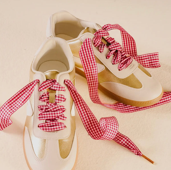 [PREORDER] Step It Up Shoelaces - Gingham Red