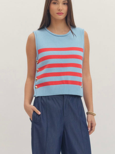 Gemma Side Button Top - Blue