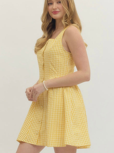 Nevaeh Gingham Dress - Yellow