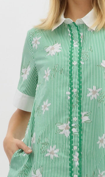Evelyn Stripe Mini Dress - Green
