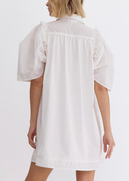 South America Collar Dress - White