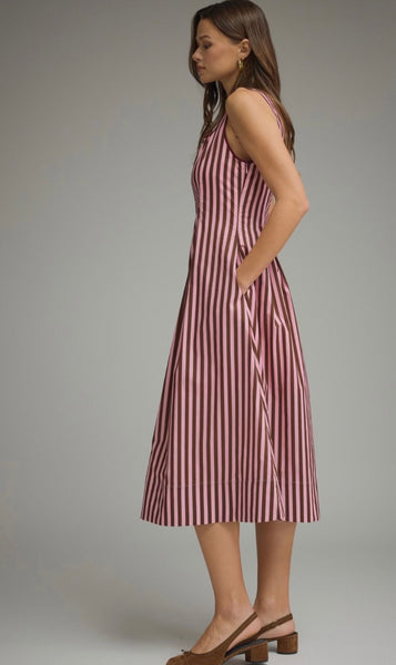 Noah Midi Dress - Pink Brown