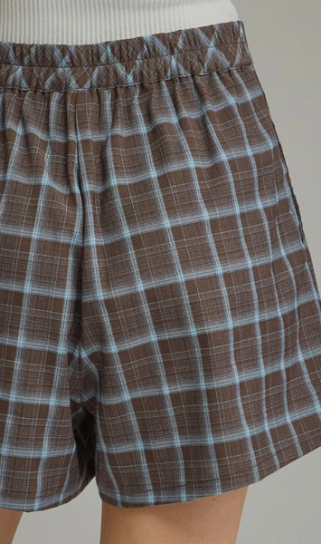 Ezra Plaid Shorts - Brown/Blue