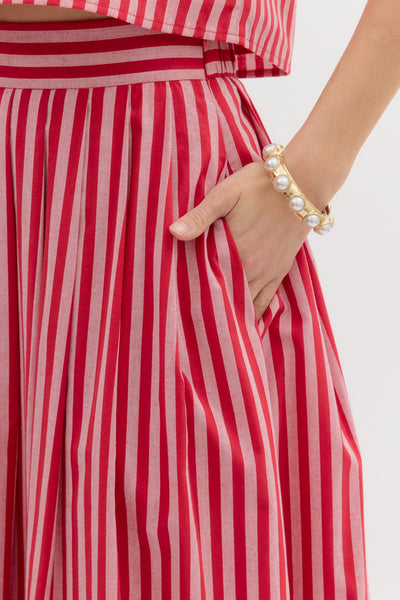 Layla Midi Skirt & Top Set - Red