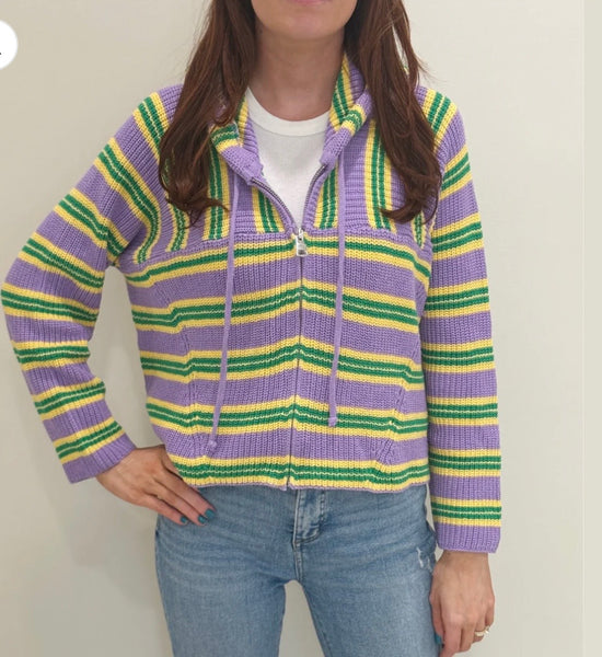 Mardi Gras Pastel Baja Zip Hoodie