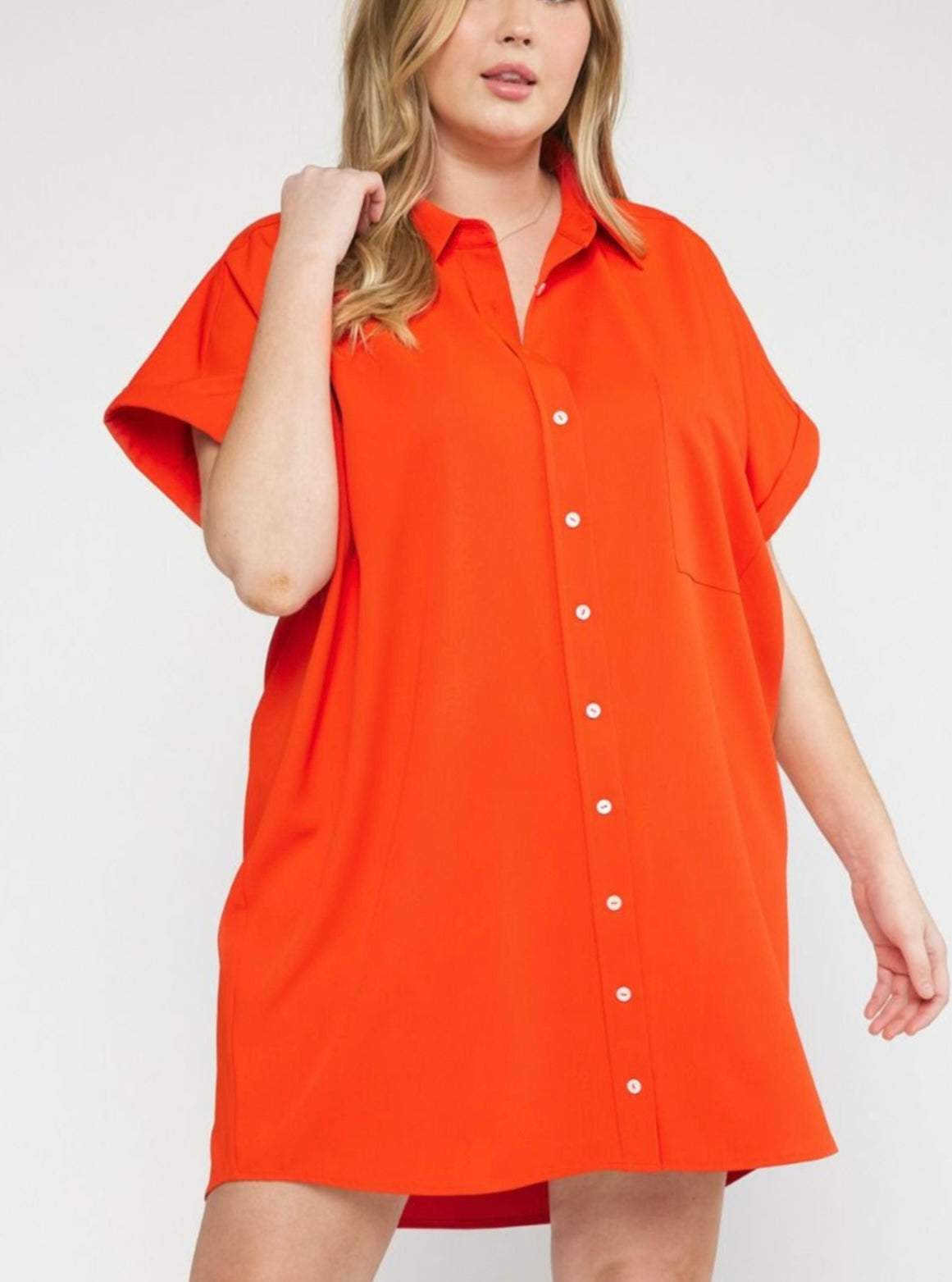 Foy Pkwy Button Up Dress - Red