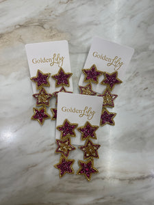 Star Dangles - Purple & Gold